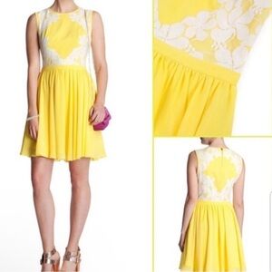 NWT Ted Baker Vember Floral Lace Mini Dress Yellow And White Ted Size 1 US 4
